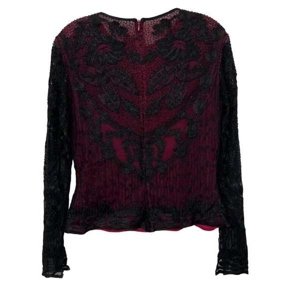 Naeem Khan women's lace beaded long sleeve top size 10 - Picture 2 of 5
